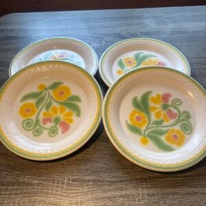 Franciscan Maypole Salad Desert Plates Set of 4 Vintage Earthenware Floral 56-73